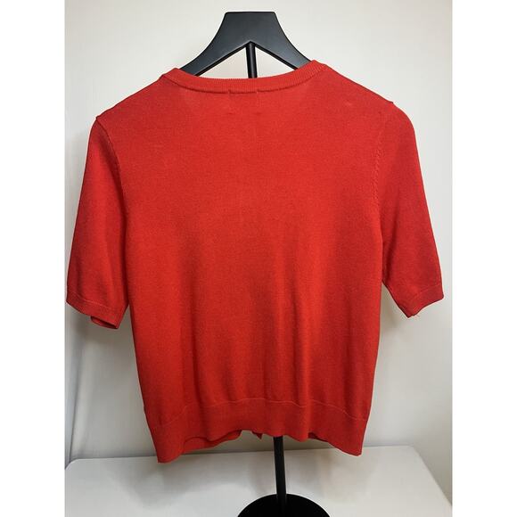 H&M Red Cropped Sweater Short Sleeve Size Medium Excellent Condition Women's - Picture 3 of 8